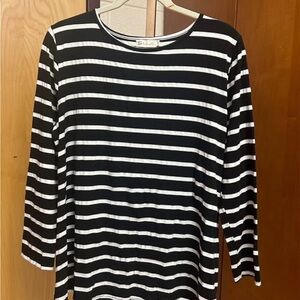 NWOT Black and White Striped Women's Top With Button Detail Size XXL